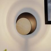 EMIBIG LIGHTING Vägglampa Circle i svart med dekorplatta i trä