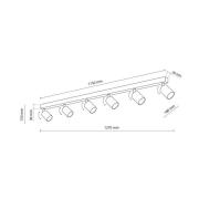 TK Lighting Takspotlight Top, vit, 127 cm, 6 lampor, metall, GU10