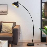 Lindby bågformad golvlampa Phileas, svart-guld, metall, 155 cm