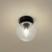 Lucande Badolo taklampa, svart, glas, Ø 15 cm, IP44