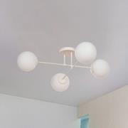 HELAM Taklampa Moon, 80 cm, 4 lampor, sandfärgat glas, E27