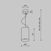 Maytoni LED-hänglampa Efir, vit, Ø 9,5 cm, 25 W, 38°, LED