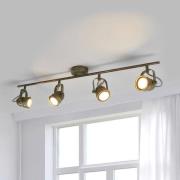Lindby takspotlight Leonor, 4 lampor, grön, metall, 78 cm
