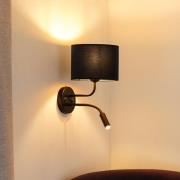 Duolla Vägglampa Roller, sammet mörkblå, svart, med läslampa