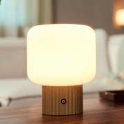 Lucande LED-bordslampa Katrin Palm, beige, glas
