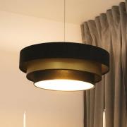 Maco Design Triniti hänglampa, svart/guld, Ø 60 cm, textil
