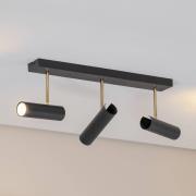 Luminex Axion taklampa, 3 lampor, svart/guld, lång, stål
