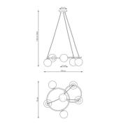 EMIBIG LIGHTING Libra vardagsrumslampa, rökgrå/svart, Ø 70 cm, 5 lampo...