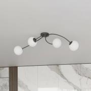 EMIBIG LIGHTING Taklampa Vibra, opal/svart, längd 110 cm, glas, 4 lamp...