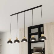 EMIBIG LIGHTING Seco pendellampa, längd 116 cm, svart, metall/trä, 5 l...