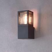 Deko-Light Facado II utomhusvägglampa, grå/rökgrå, bredd 11 cm, IP65