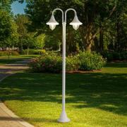Lindby Madea utomhuslampa, vit, 2 lampor, 213 cm, E27, IP44