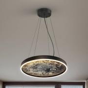 Schuller Valencia Stone LED-hänglampa, Ø 60 cm, CCT, svart, metall, ak...