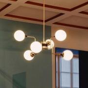 Stilnovo hänglampa Galassia, guldfärgad, längd 91 cm