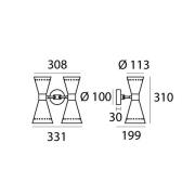 Stilnovo vägglampa Megafono, elfenbensfärgad, 33 cm, 4 lampor.