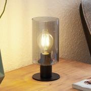 Lindby bordslampa Emavi, svart/rökgrå, glas, E27