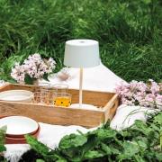 Zafferano Olivia mini batteridriven bordslampa vit