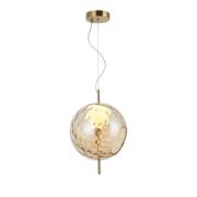 Viokef LED-pendellampa Dalia, Ø 30 cm, bärnstensfärgad/guldfärgad, gla...