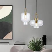 Viokef Pendellampa Oslo, Ø 23 cm, klar/guldfärgad, glas