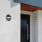 Viokef LED-utomhusvägglampa Letty, mörkgrå, Ø 18 cm, metall, IP65