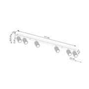 SOLLUX LIGHTING Takspotlight carbon, svart, längd 117 cm, aluminium, 6...