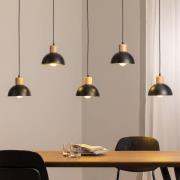 EMIBIG LIGHTING Seco pendellampa, längd 116 cm, svart, metall/trä, 5 l...
