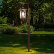 Lindby väglampa Zayn, rostfärgad, glas, höjd 109 cm, IP65
