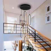 Schuller Valencia LED-hänglampa Colette, 14 lampor, svart/roséguld, ru...