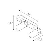 SLV LED-takspotlight Noblo, svart, 3 000 K, längd 24 cm