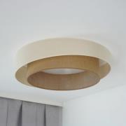 Duolla LED-taklampa Luneta S, jute, beige/brun, Ø 60 cm, dimbar
