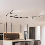 Lindby Skensystem Lumaro,spots,pendel,7 lampor,svart,48V,dimmer