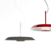 Oluce LED-hänglampa Iride, Ø 55 cm, röd, metall, glas