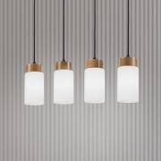 Lamkur Lighting Markus hänglampa, opalglas/ek, längd 80 cm 4 lampor.
