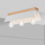 Lamkur Lighting Esme taklampa, vit, längd 40 cm, metall/trä, 3 lampor
