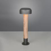Trio Lighting Väglampa Fraser, grå/träimitation, aluminium, IP54, höjd...