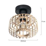 Steinhauer Taklampa Bloeba, Ø 20 cm, trä, natur, E27
