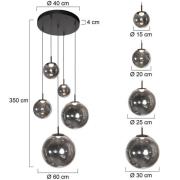 Steinhauer LED-hänglampa Bollique, 5 lampor. rund, svart, glas