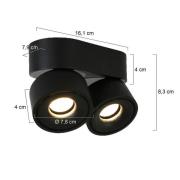 Steinhauer LED-takspotlight Fez, svart, 2 lampor, metall, vridbar