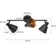 Steinhauer Takspotlight Oeroe, 3 lampor, svart, metall, E14