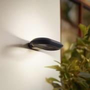 Lucande LED-utomhusvägglampa LOOP, svart, IP44, metall