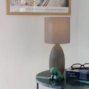 PR Home Bordslampa Uno, brun, höjd 37 cm, textil/keramik