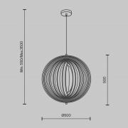 Maytoni Roots hänglampa, sfärisk form, Ø 50 cm, trä/svart