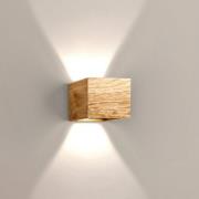 FISCHER & HONSEL LED-vägglampa Shine-Wood, bredd 13 cm, ek/svart, trä