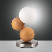 Fabas Luce Bordslampa Micky, ljust trä/nickel, trä, dimbar, G9
