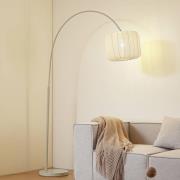 Lindby båglampa Helin, beige, textil, höjd 198,5 cm
