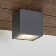 Lucande LED-taklampa Tanea, 10x10 cm, mörkgrå, IP54