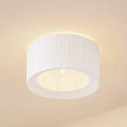 Lindby taklampa Virelle, vit, textil, Ø 40 cm, E27