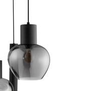 Brilliant Hänglampa Ligari, svart/rökgrå, Ø 68 cm, metall/glas