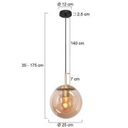 Steinhauer Bollique hänglampa, mässing, Ø 25 cm, glas, 1 lampa, kupa