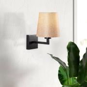 Opviq Vägglampa Profil, svart/kräm, metall/tyg, höjd 30 cm